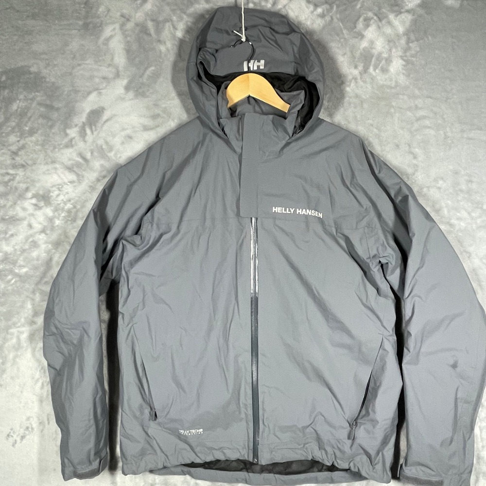 Helly Hansen Helly Tech Protection Rain Jacket Grey XL Hooded Shell 61934 G